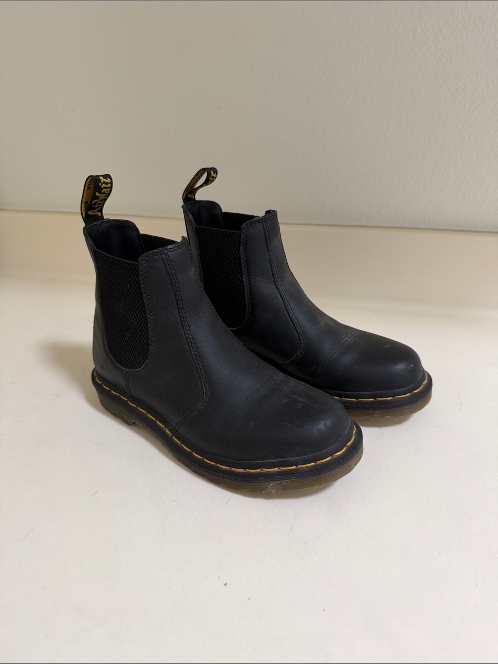 Dr. Martens Women’s Black Chukka Boots with Yellow Welt Stitching